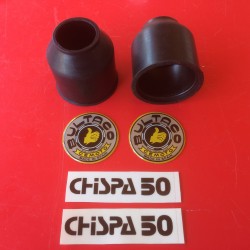 BULTACO CHISPA KIT LOGOS + JUEGO GURADAPOLVOS HORQUILLA DELANTERA