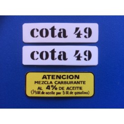 JUEGO 3 PEGATINAS,  LATERAL DEPOSITO MONTESA COTA 49 Y CARBURANTE %
